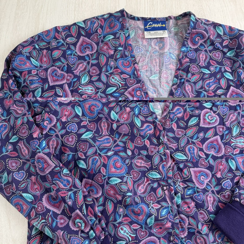Lab Coat Scrub Top Long Sleeve Women's Extra Small Whimsical Paisley Purple